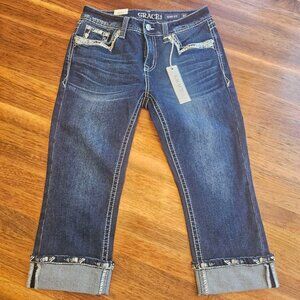 Grace in LA Jeans Easy-Fit Mid-Rise Capri Size 27 New with Tags